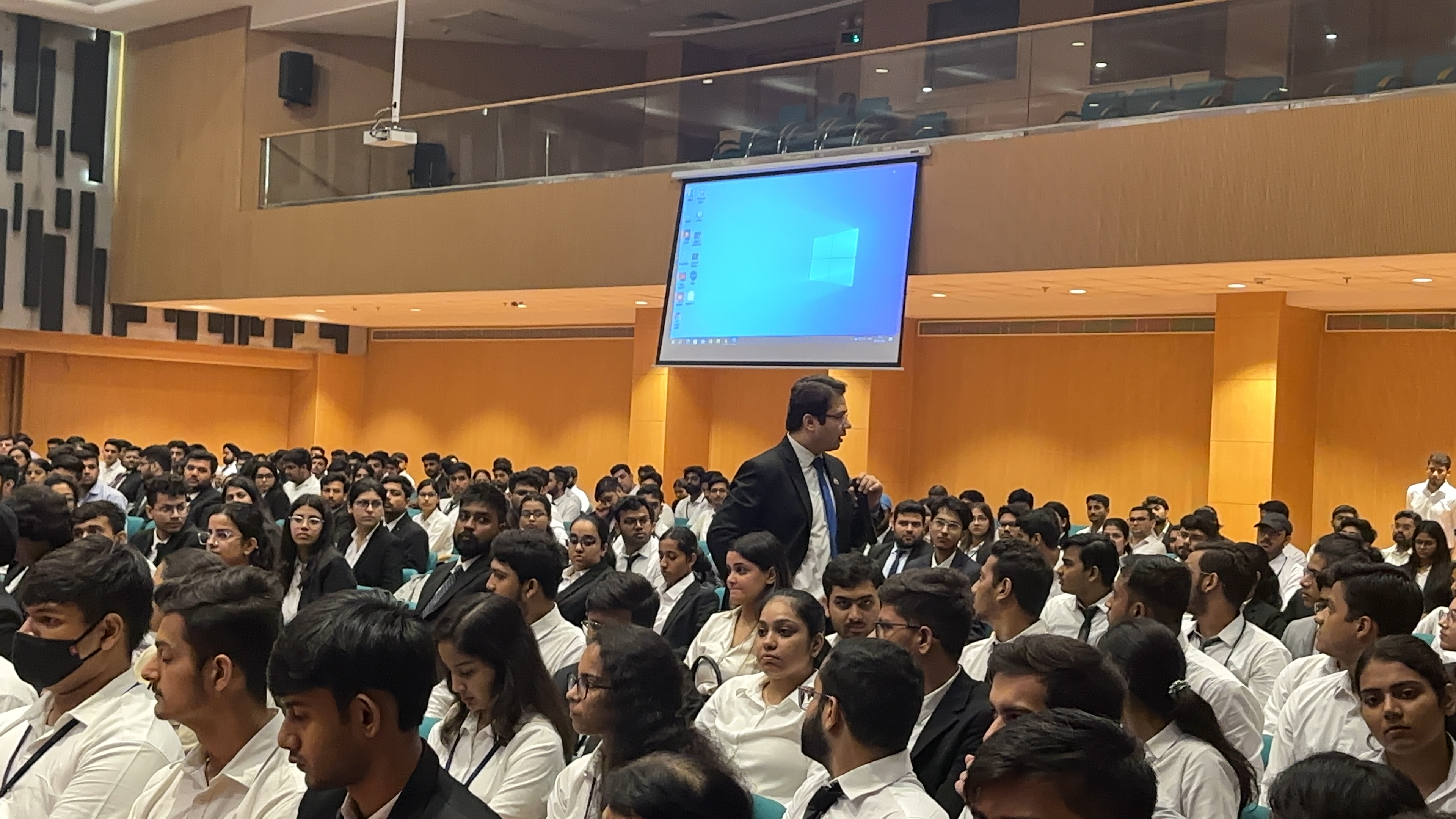 Walking among students during a placement drive